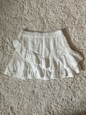LoveShackFancy White Ruffle Mini Skirt